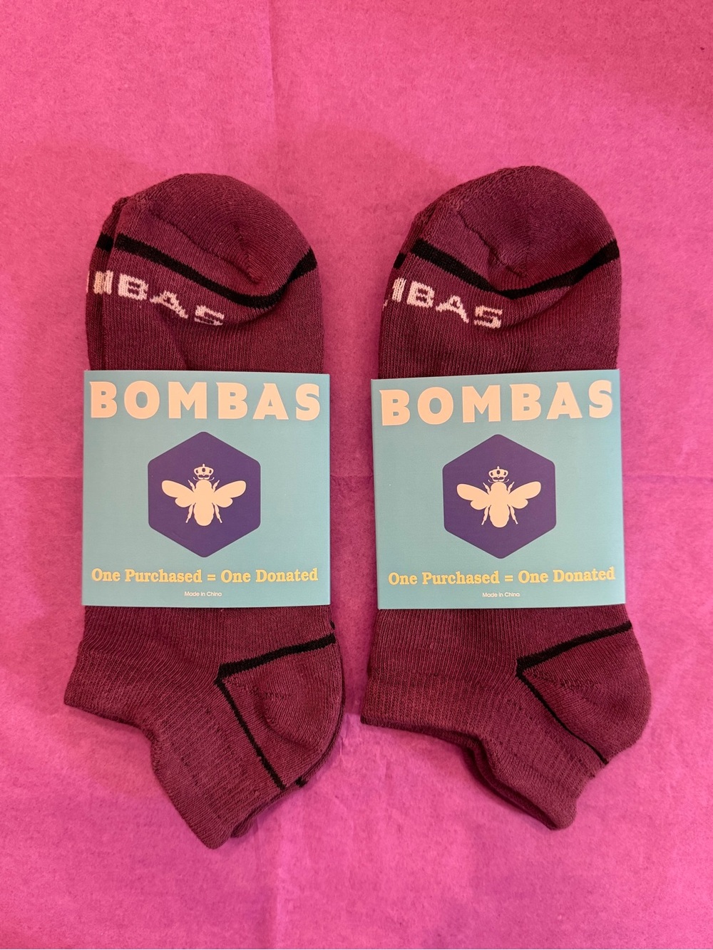 2 Pair Bombas- Unisex Mid-Weight Ankle Socks in Plum
